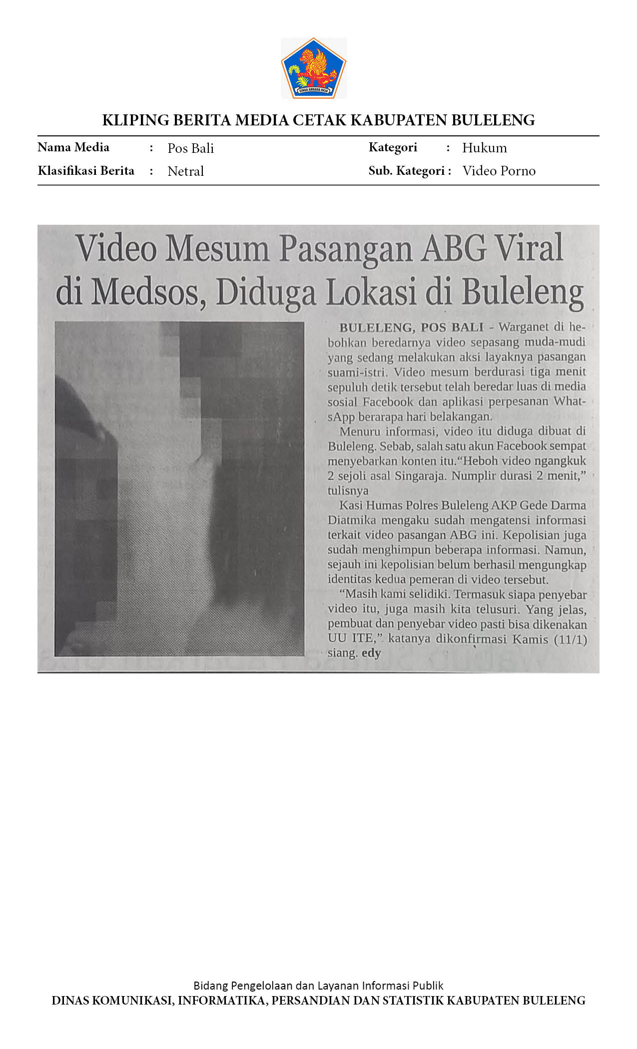 Video Mesum Pasangan ABG Viral di Medsos Diduga Lokasi di Buleleng